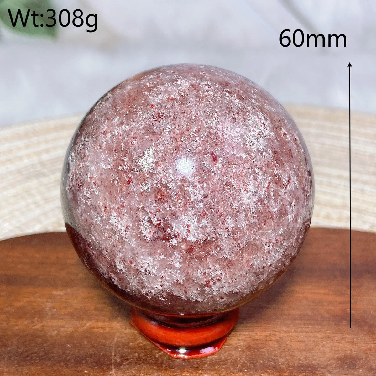 Natural Crystals Snowflake Strawberry Quartz Sphere BallEnergy Ornament Healing High Quality Home Decorations Room Decro Ore