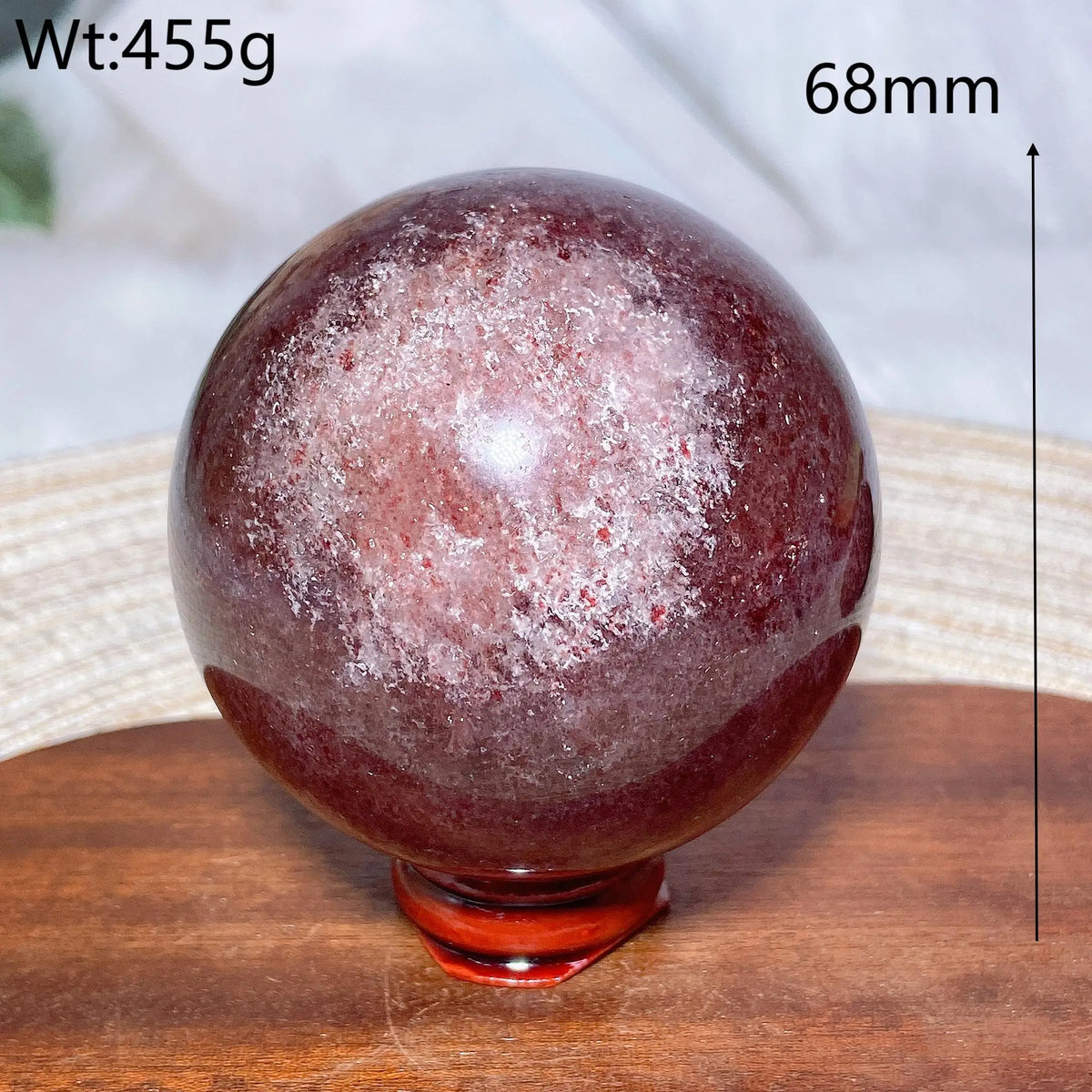 Natural Crystals Snowflake Strawberry Quartz Sphere BallEnergy Ornament Healing High Quality Home Decorations Room Decro Ore