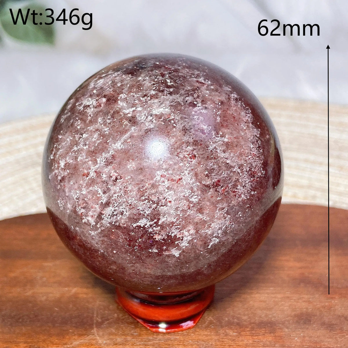 Natural Crystals Snowflake Strawberry Quartz Sphere BallEnergy Ornament Healing High Quality Home Decorations Room Decro Ore