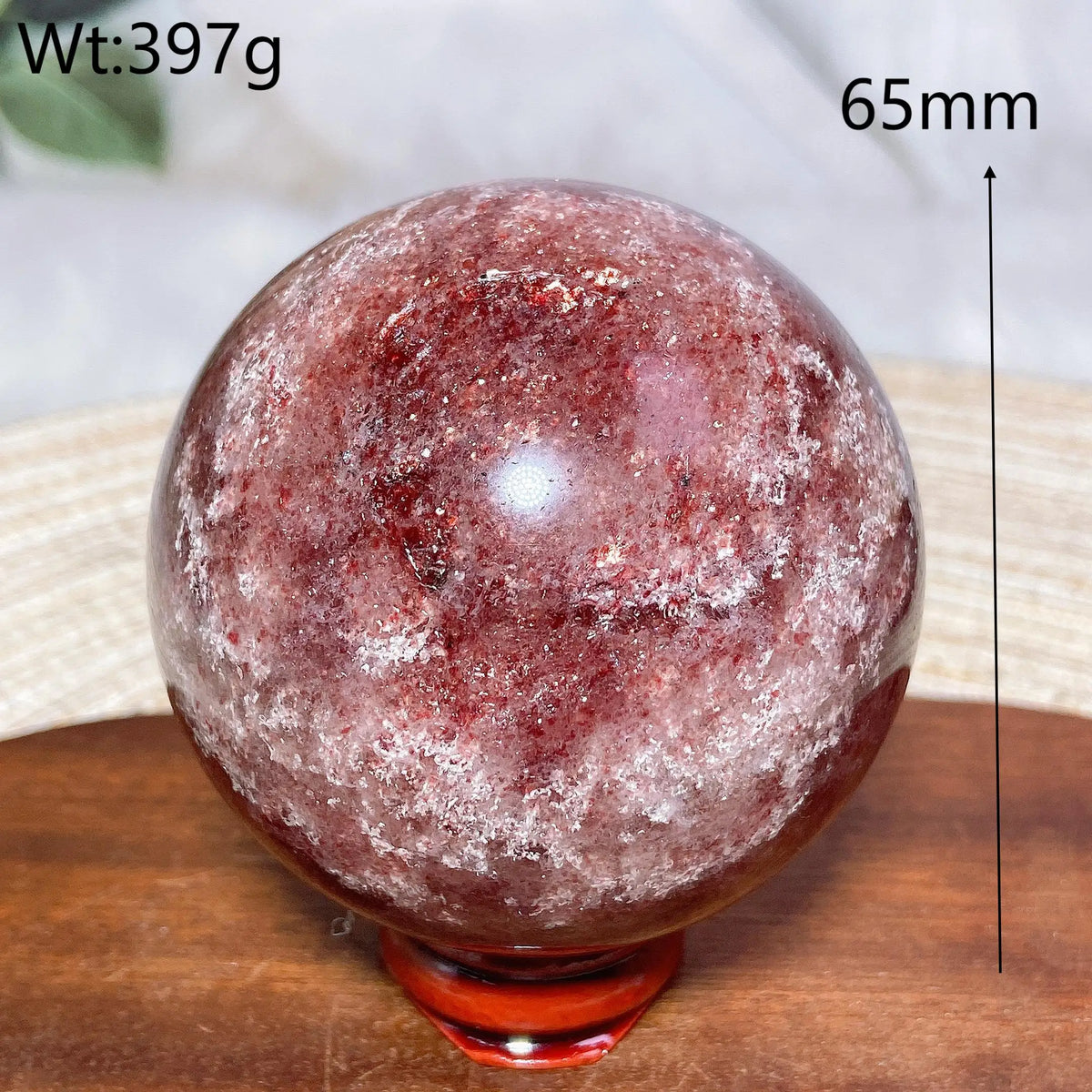 Natural Crystals Snowflake Strawberry Quartz Sphere BallEnergy Ornament Healing High Quality Home Decorations Room Decro Ore