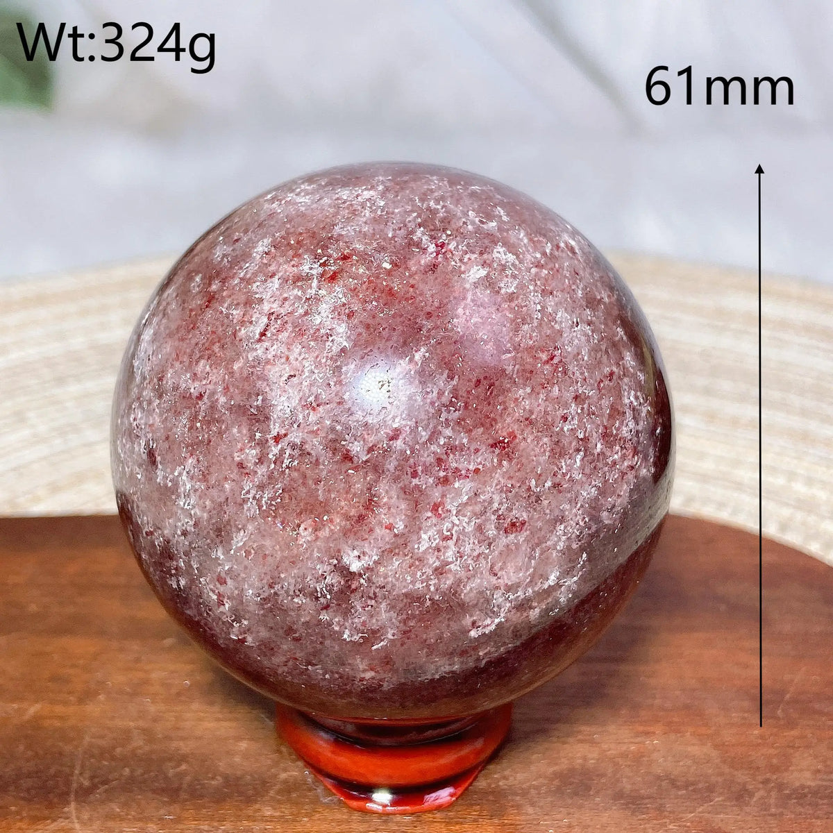 Natural Crystals Snowflake Strawberry Quartz Sphere BallEnergy Ornament Healing High Quality Home Decorations Room Decro Ore