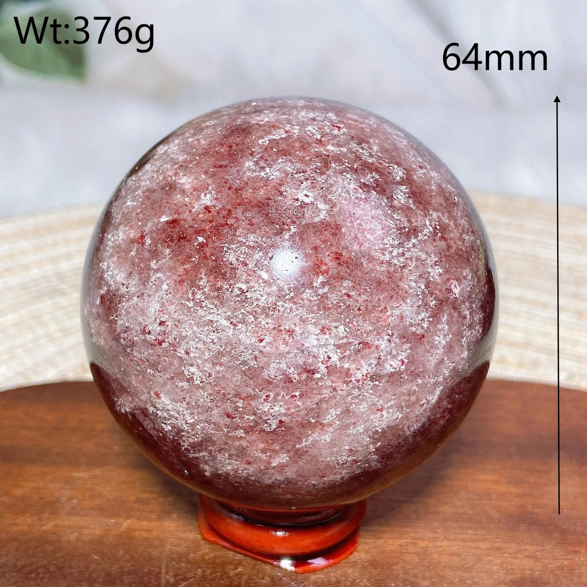 Natural Crystals Snowflake Strawberry Quartz Sphere BallEnergy Ornament Healing High Quality Home Decorations Room Decro Ore