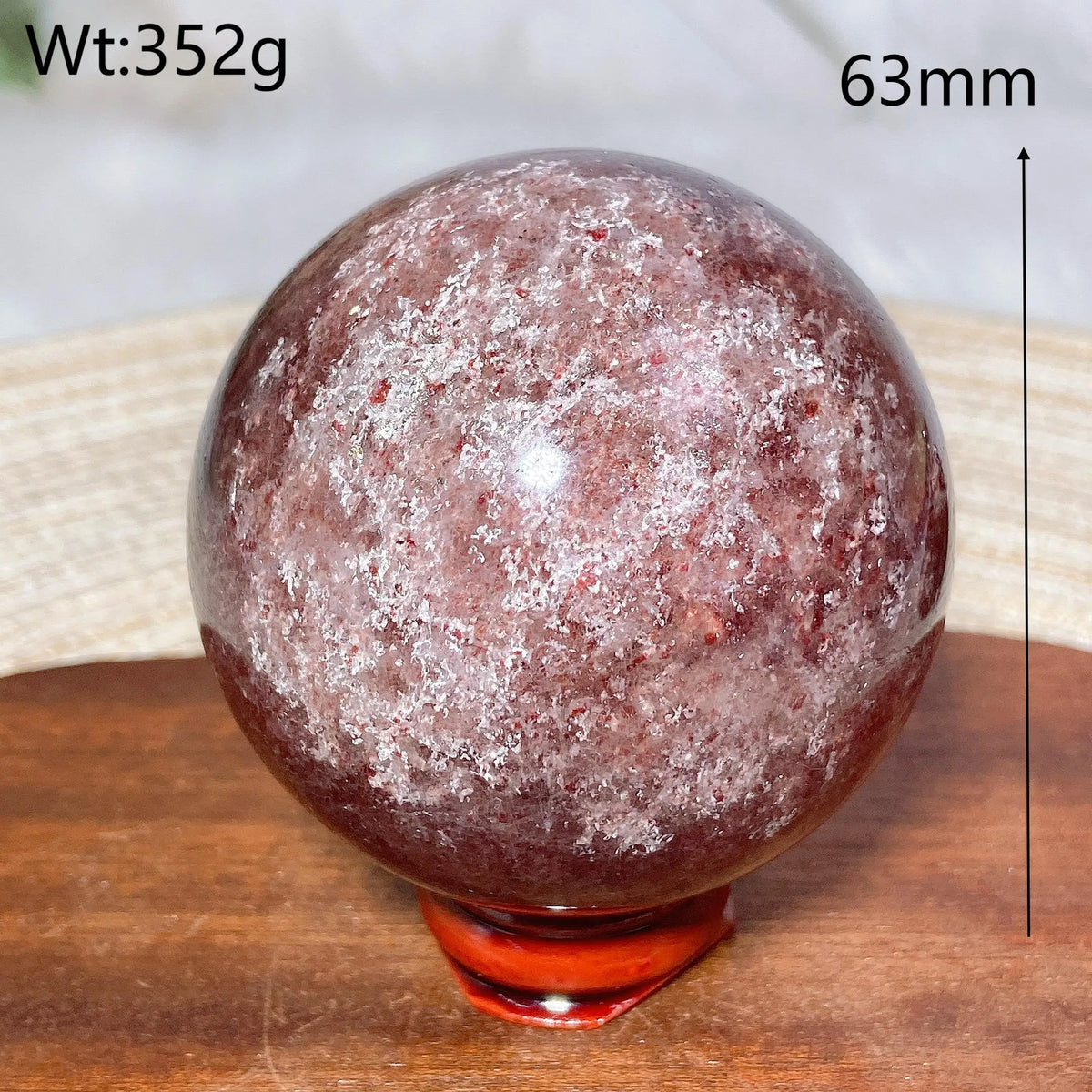 Natural Crystals Snowflake Strawberry Quartz Sphere BallEnergy Ornament Healing High Quality Home Decorations Room Decro Ore