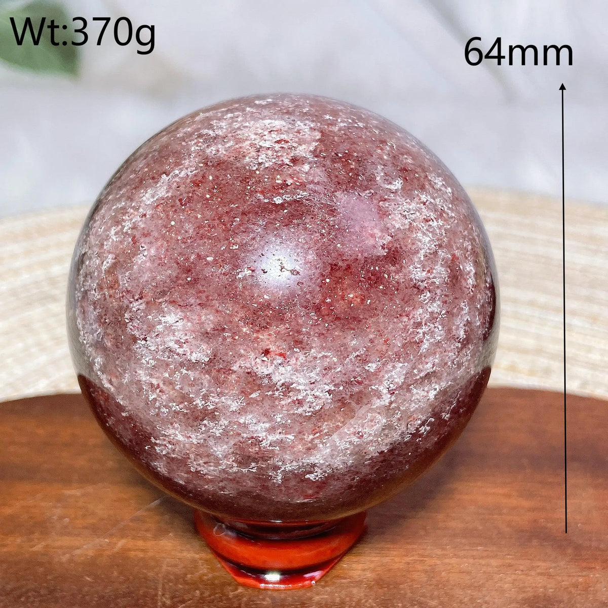 Natural Crystals Snowflake Strawberry Quartz Sphere BallEnergy Ornament Healing High Quality Home Decorations Room Decro Ore