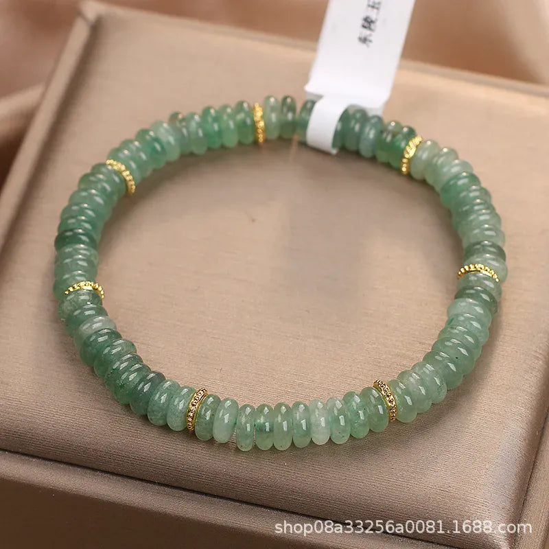 Natural Dongling Jade Abacus Beads Bracelet Women's Green Fresh White Chinese Style Natural Crystal Girlfriend Luxury HandString
