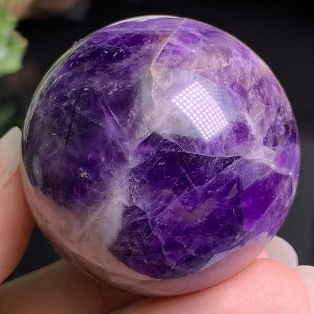 Natural Dream Amethyst Crystal Ball 70MM Reiki Quartz Globe Massaging Ball Energy Healing Stone Home Decoration Collection Gift