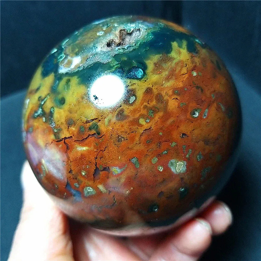 Natural Formed!Marine Jade Ball, Quartz Crystal Ore Polishing Ball, Mineral, Reiki, Healing