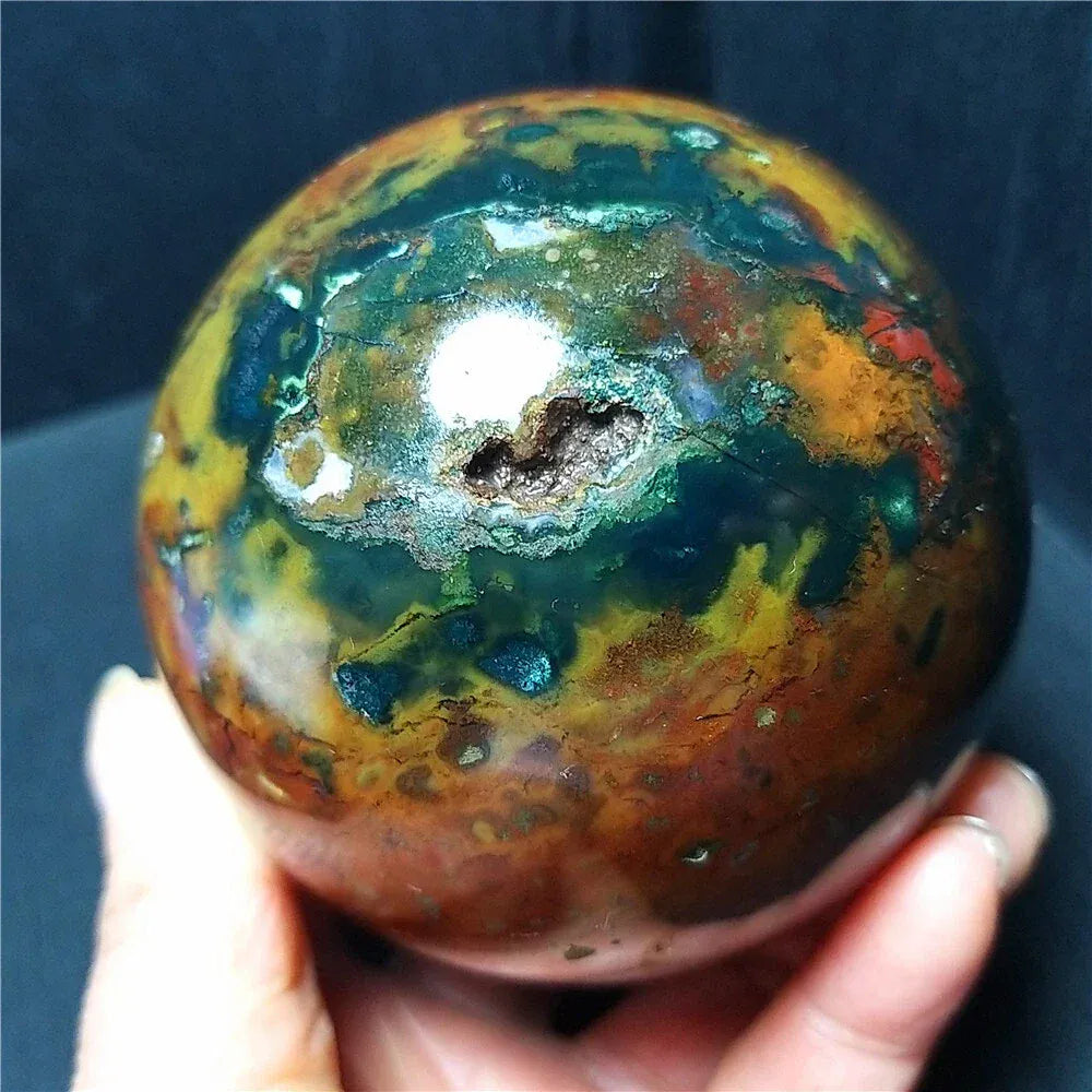 Natural Formed!Marine Jade Ball, Quartz Crystal Ore Polishing Ball, Mineral, Reiki, Healing