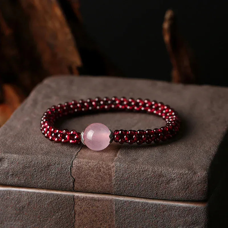 Natural Garnet Stone & Pink Crystal & Agate & Amazonite Female Beads Bracelet Jewelry For Women Best Gifts Promotion
