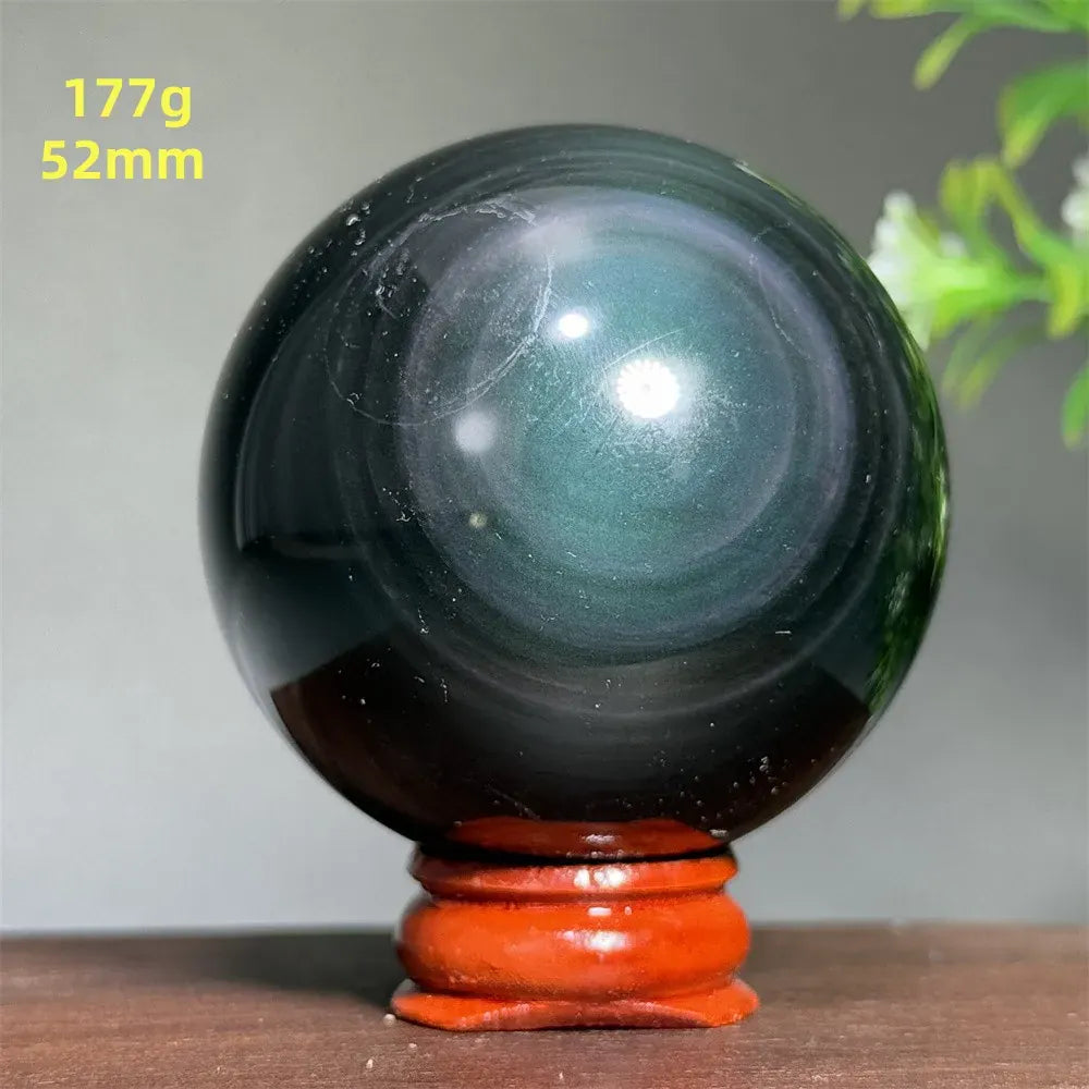 Natural Gem Rainbow Obsidian Mineral Crystal Ball Reiki Therapy Witchcraft Meditation Altar Divination Home Decoration Gift