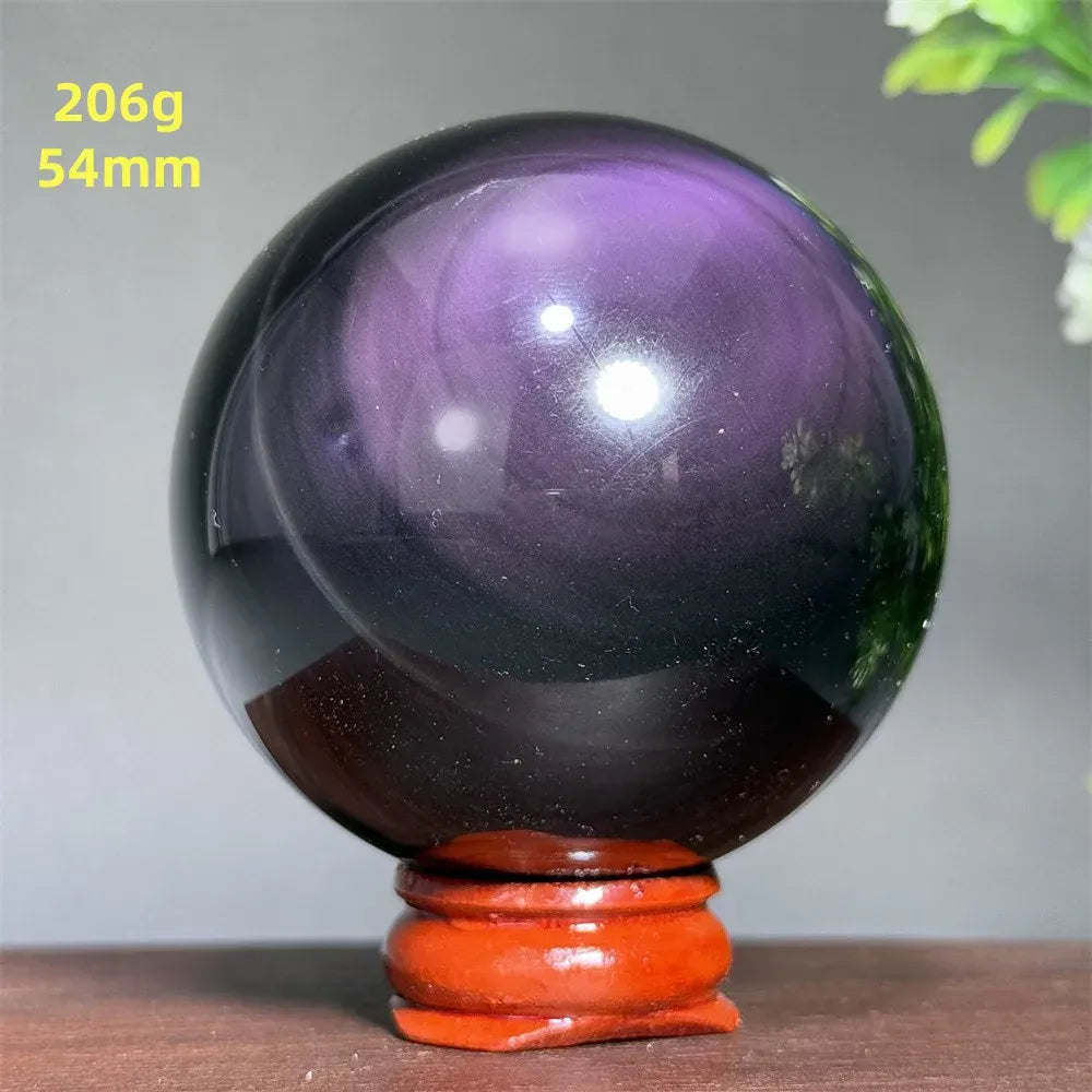 Natural Gem Rainbow Obsidian Mineral Crystal Ball Reiki Therapy Witchcraft Meditation Altar Divination Home Decoration Gift
