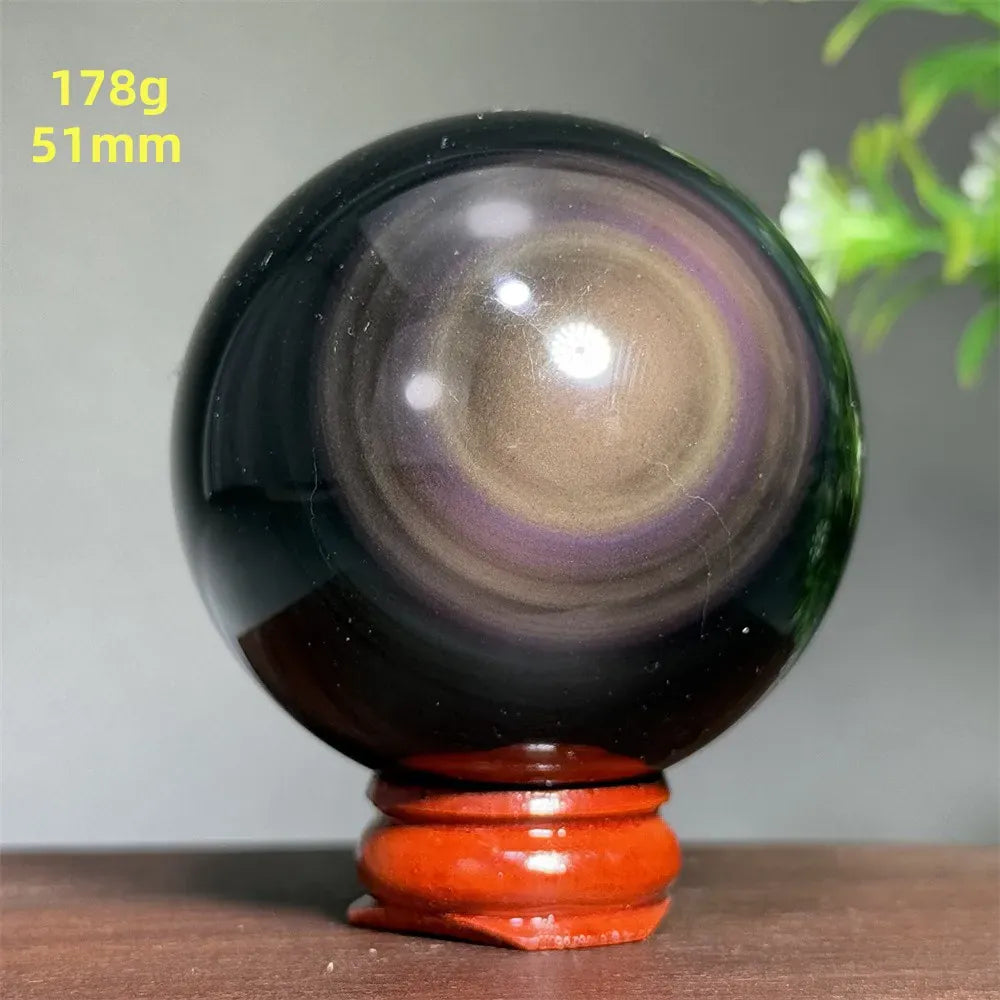 Natural Gem Rainbow Obsidian Mineral Crystal Ball Reiki Therapy Witchcraft Meditation Altar Divination Home Decoration Gift