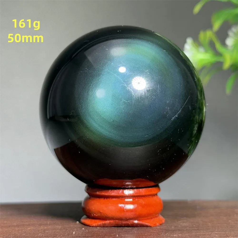 Natural Gem Rainbow Obsidian Mineral Crystal Ball Reiki Therapy Witchcraft Meditation Altar Divination Home Decoration Gift