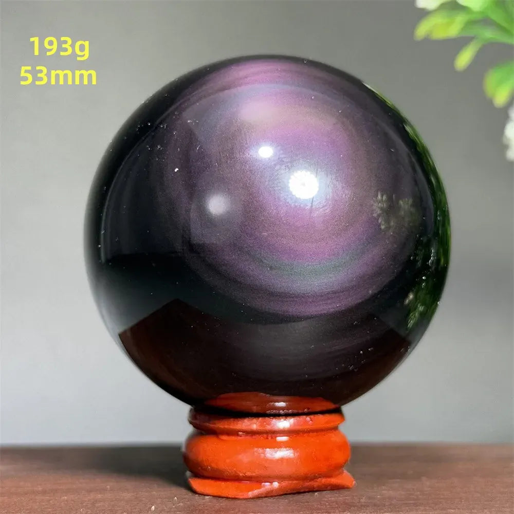 Natural Gem Rainbow Obsidian Mineral Crystal Ball Reiki Therapy Witchcraft Meditation Altar Divination Home Decoration Gift