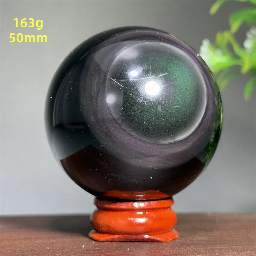 Natural Gem Rainbow Obsidian Mineral Crystal Ball Reiki Therapy Witchcraft Meditation Altar Divination Home Decoration Gift