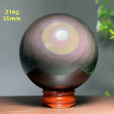 Natural Gem Rainbow Obsidian Mineral Crystal Ball Reiki Therapy Witchcraft Meditation Altar Divination Home Decoration Gift