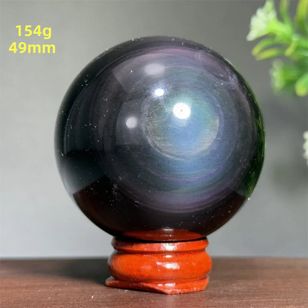 Natural Gem Rainbow Obsidian Mineral Crystal Ball Reiki Therapy Witchcraft Meditation Altar Divination Home Decoration Gift
