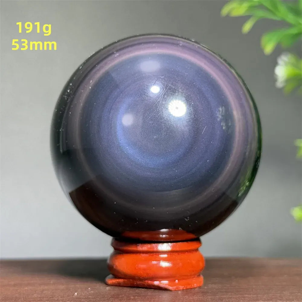 Natural Gem Rainbow Obsidian Mineral Crystal Ball Reiki Therapy Witchcraft Meditation Altar Divination Home Decoration Gift