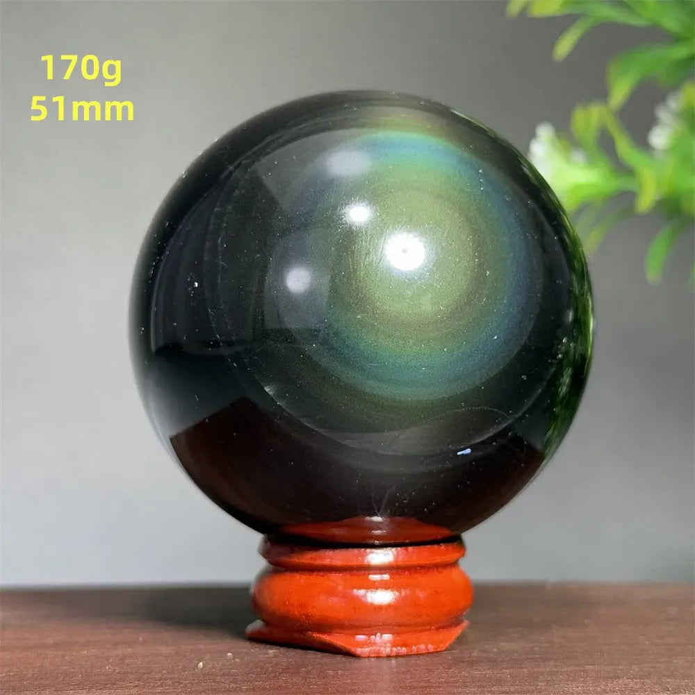 Natural Gem Rainbow Obsidian Mineral Crystal Ball Reiki Therapy Witchcraft Meditation Altar Divination Home Decoration Gift