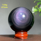 Natural Gem Rainbow Obsidian Mineral Crystal Ball Reiki Therapy Witchcraft Meditation Altar Divination Home Decoration Gift