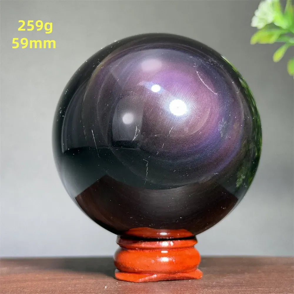 Natural Gem Rainbow Obsidian Mineral Crystal Ball Reiki Therapy Witchcraft Meditation Altar Divination Home Decoration Gift