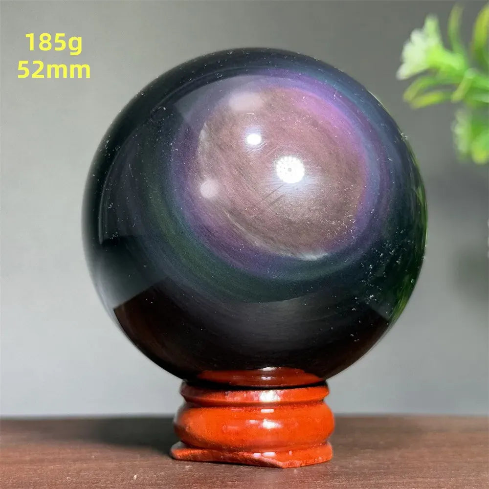 Natural Gem Rainbow Obsidian Mineral Crystal Ball Reiki Therapy Witchcraft Meditation Altar Divination Home Decoration Gift