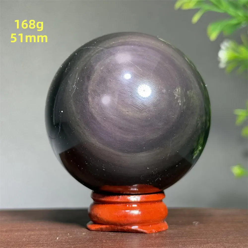 Natural Gem Rainbow Obsidian Mineral Crystal Ball Reiki Therapy Witchcraft Meditation Altar Divination Home Decoration Gift