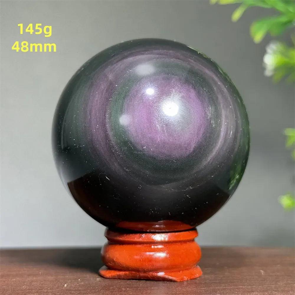 Natural Gem Rainbow Obsidian Mineral Crystal Ball Reiki Therapy Witchcraft Meditation Altar Divination Home Decoration Gift