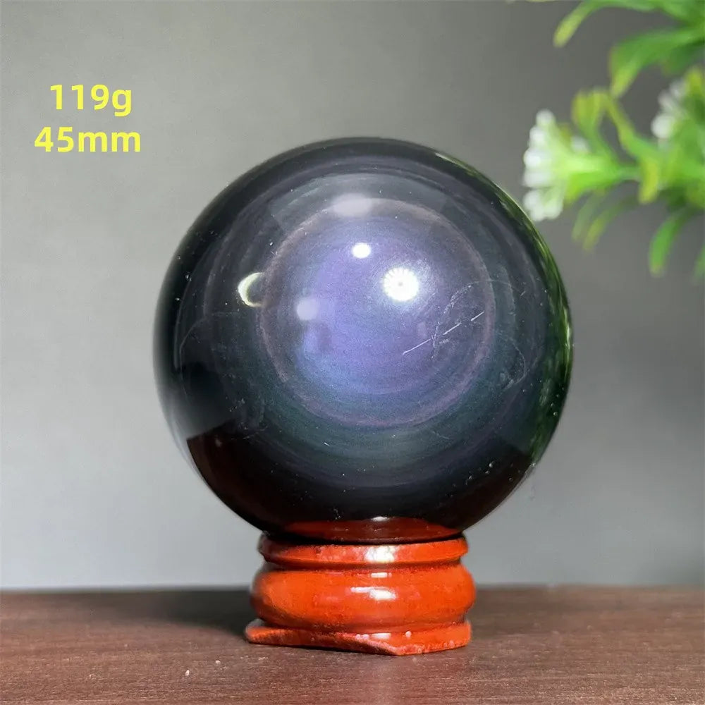 Natural Gem Rainbow Obsidian Mineral Crystal Ball Reiki Therapy Witchcraft Meditation Altar Divination Home Decoration Gift
