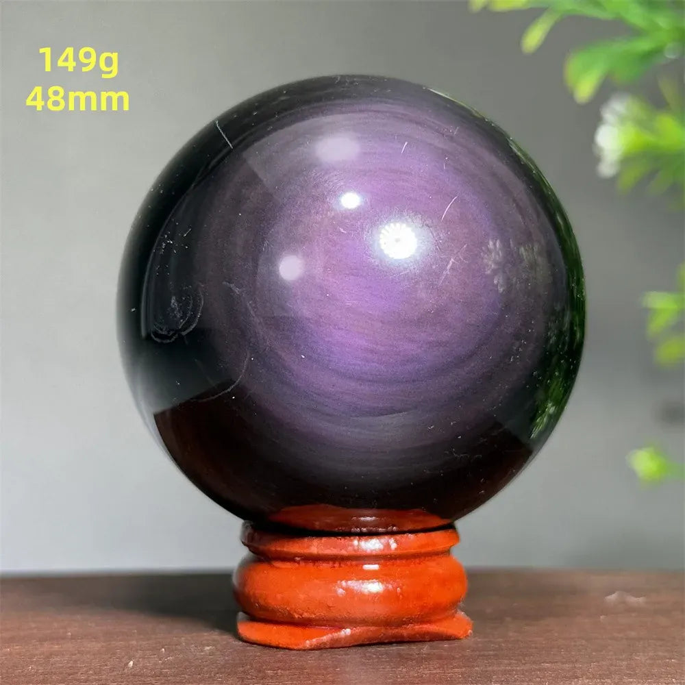 Natural Gem Rainbow Obsidian Mineral Crystal Ball Reiki Therapy Witchcraft Meditation Altar Divination Home Decoration Gift