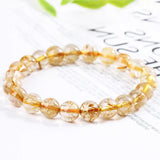 Natural Golden Rutilated Quartz Crystal Bracelet Strand Beads Bracelets The Stone of Wealth Jewelry Beads Bangles Decoration