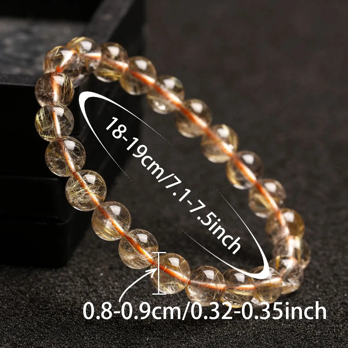 Natural Golden Rutilated Quartz Crystal Bracelet Strand Beads Bracelets The Stone of Wealth Jewelry Beads Bangles Decoration