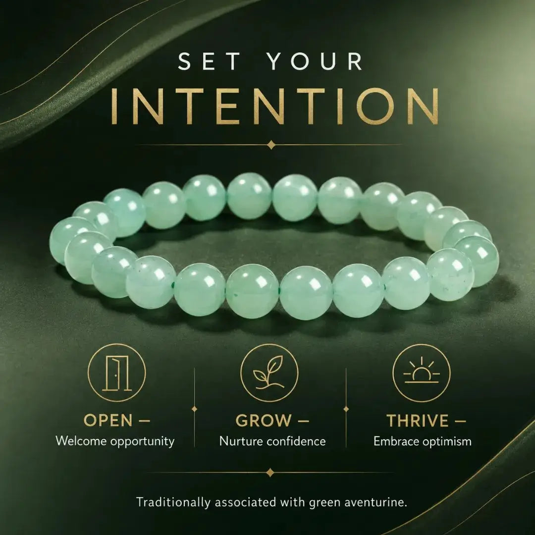 Natural Green Aventurine Stone Bracelet, Gemstone Stretch Bead Bracelet for Women and Men