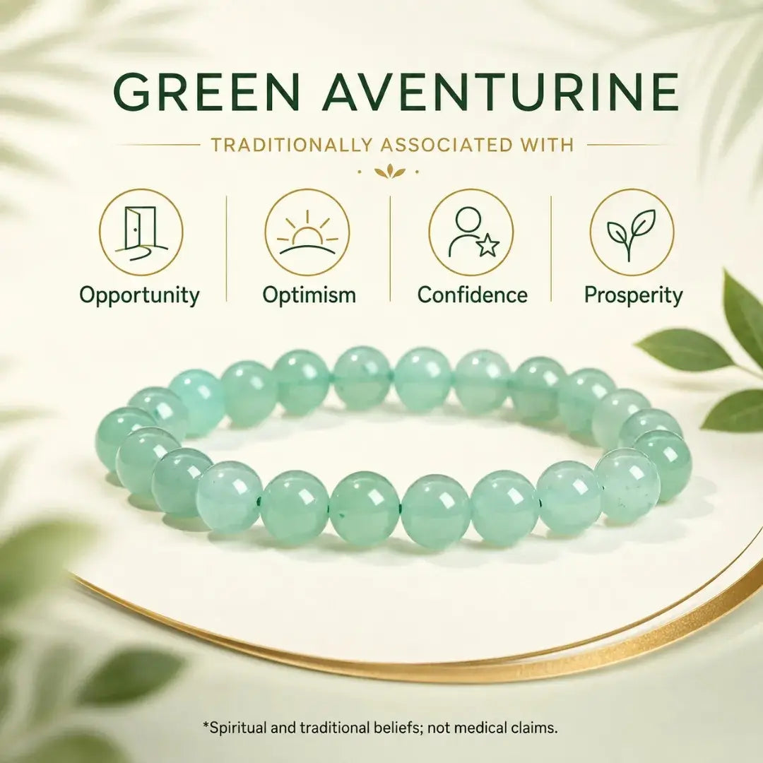 Natural Green Aventurine Stone Bracelet, Gemstone Stretch Bead Bracelet for Women and Men