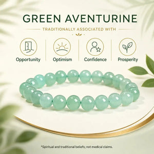 Natural Green Aventurine Stone Bracelet, Gemstone Stretch Bead Bracelet for Women and Men