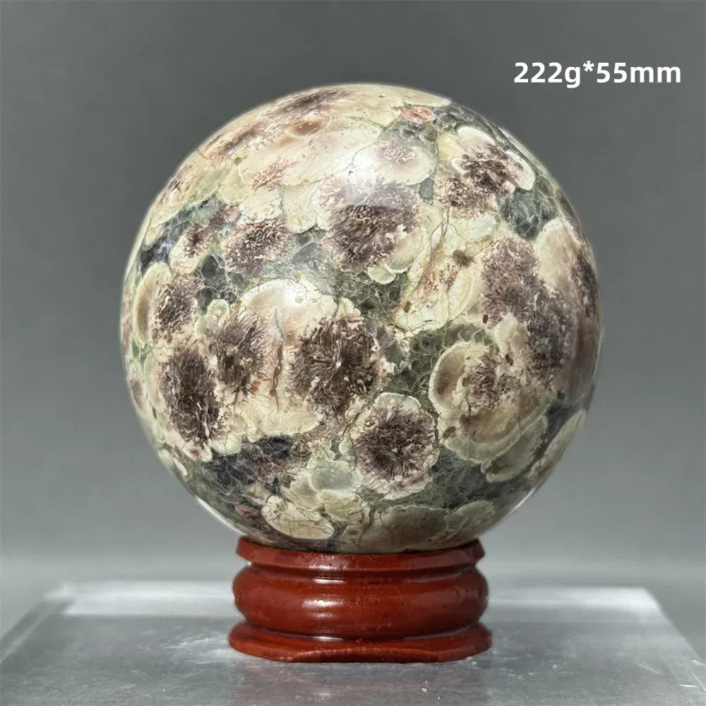 Natural Green Cherry Blossom Agate Crystal Quartz Ball Healing Aura Witchcraft Meditation Spiritual Energy Home Decoration