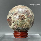 Natural Green Cherry Blossom Agate Crystal Quartz Ball Healing Aura Witchcraft Meditation Spiritual Energy Home Decoration