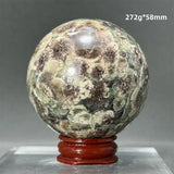 Natural Green Cherry Blossom Agate Crystal Quartz Ball Healing Aura Witchcraft Meditation Spiritual Energy Home Decoration