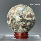 Natural Green Cherry Blossom Agate Crystal Quartz Ball Healing Aura Witchcraft Meditation Spiritual Energy Home Decoration