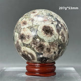 Natural Green Cherry Blossom Agate Crystal Quartz Ball Healing Aura Witchcraft Meditation Spiritual Energy Home Decoration