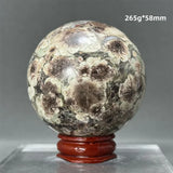 Natural Green Cherry Blossom Agate Crystal Quartz Ball Healing Aura Witchcraft Meditation Spiritual Energy Home Decoration