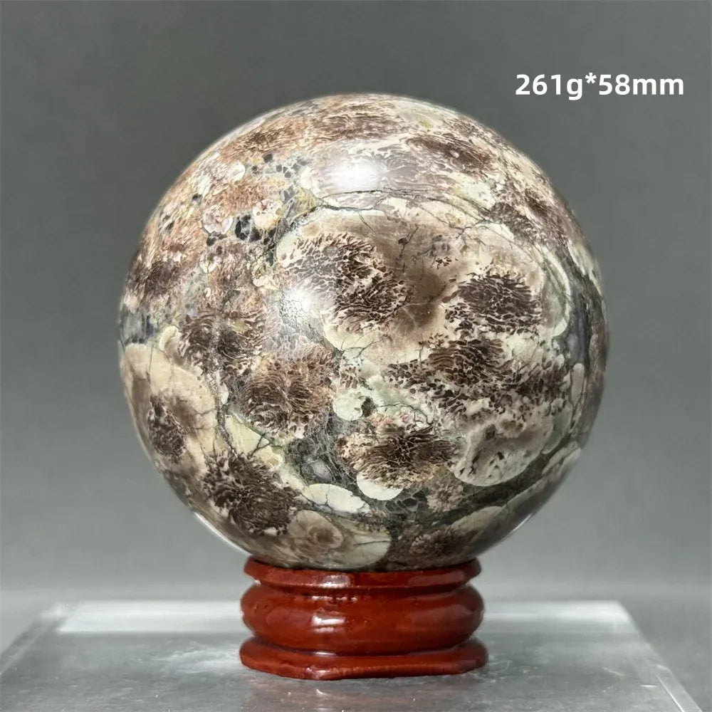 Natural Green Cherry Blossom Agate Crystal Quartz Ball Healing Aura Witchcraft Meditation Spiritual Energy Home Decoration