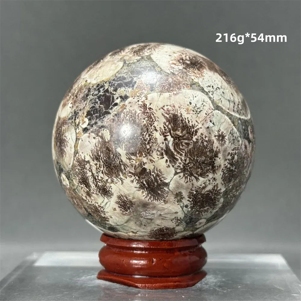 Natural Green Cherry Blossom Agate Crystal Quartz Ball Healing Aura Witchcraft Meditation Spiritual Energy Home Decoration