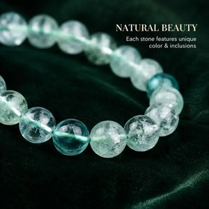 Natural Green Fluorite Bead Bracelet, Handmade Gemstone Stretch Jewelry for Women