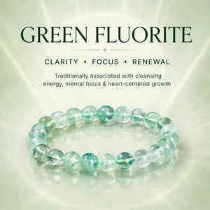 Natural Green Fluorite Bead Bracelet, Handmade Gemstone Stretch Jewelry for Women