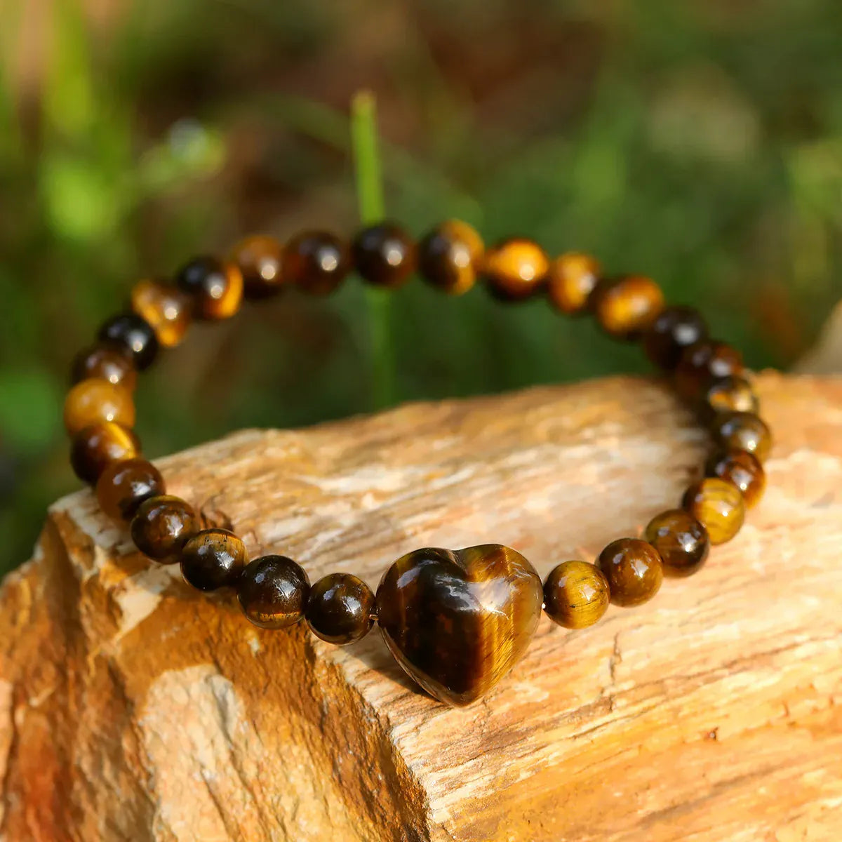 Natural Heart Crystal Bracelet Tiger Eye Amethyst Rose Quartz Healing Beaded Bracelets Women Chakra Meditation Jewelry Gift