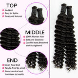 Natural Human Braiding Hair 26 28 Inch Deep Water Wave Bulk Human Hair for Boho Braids No Weft 16A Virgin Curly Hair Extensions