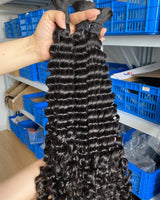 Natural Human Braiding Hair 26 28 Inch Deep Water Wave Bulk Human Hair for Boho Braids No Weft 16A Virgin Curly Hair Extensions
