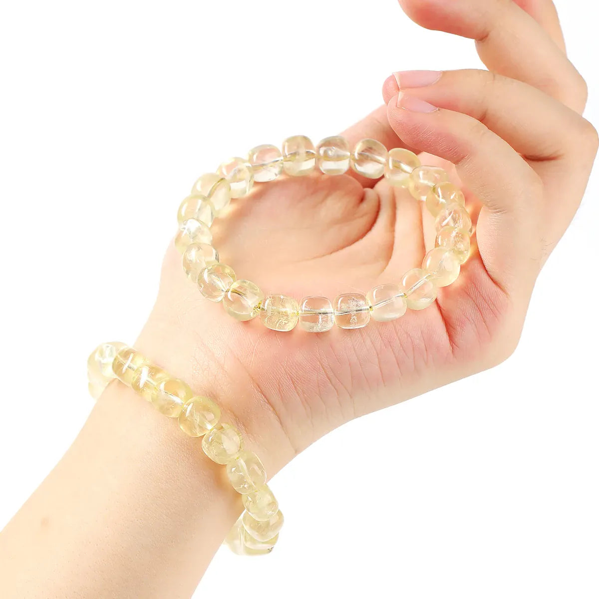 Natural Lemon Citrine Yellow Crystal Sugar Cube Bead Bracelet Healing Wealth Crystal Luxlury Jewelry for Women