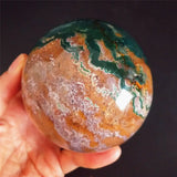 Natural Marine jasper agate stone ball Quartz Crystal Sphere Mineral Healing